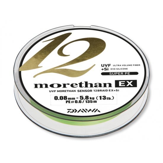Daiwa Morethan 12 Braid EX+Si Lime Green 0.14mm 135m