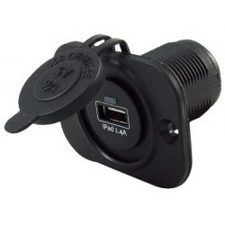 Talamex USB-Steckdose Single mit bündigem Rahmen 2,4A schwarz
