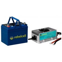 Rebelcell 12V70 AV Battery and 12.6V20A Waterproof Battery Charger